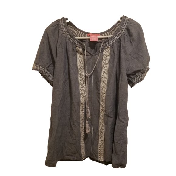 Woman Within Tops - 3/$15! Embroidered Peasant Blouse